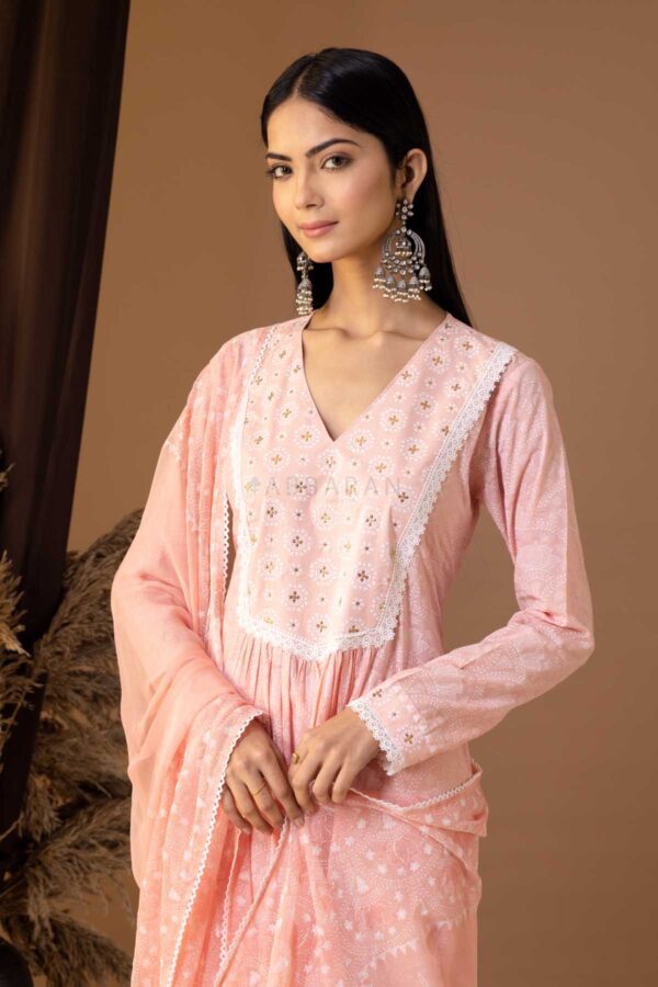 PHAGUN OLD ROSE PINK KHADI PRINTED COTTON CAMBRIC KURTA SET OF 3