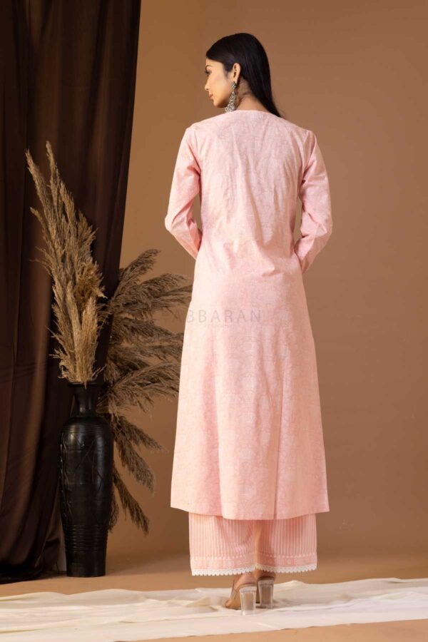 PHAGUN OLD ROSE PINK KHADI PRINTED COTTON CAMBRIC KURTA SET OF 3
