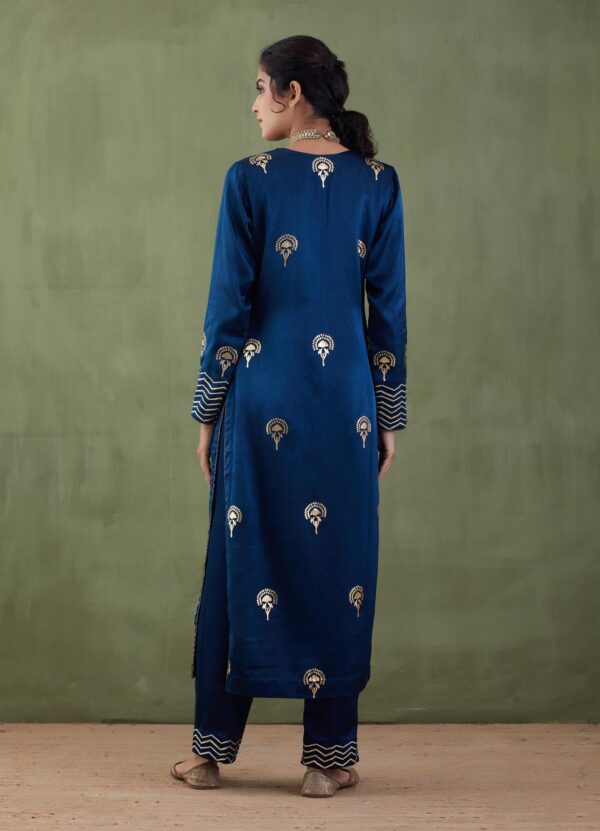 Sunehri Foil-Mashru Straight Kurta and Palazzo