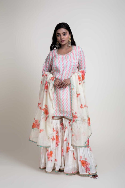 Digital Printed Kurta With Garara and Chandary Digital Printed Dupatta With Gotta Detailing