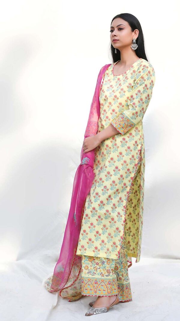 MAKHMAL YELLOW KURTA SET