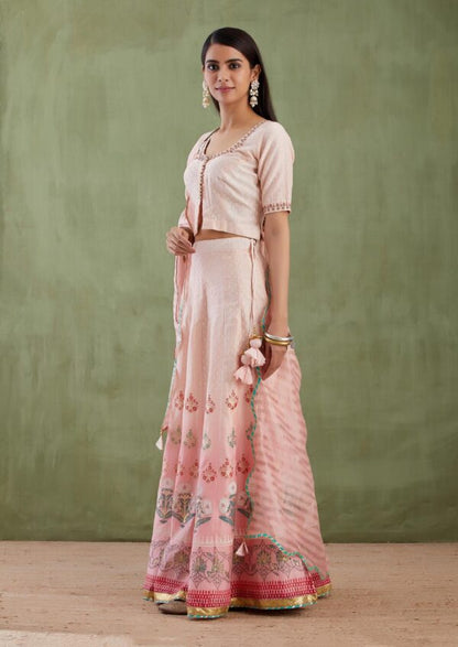 Umang Pink Foil Printed Lehenga 3 Pcs Set